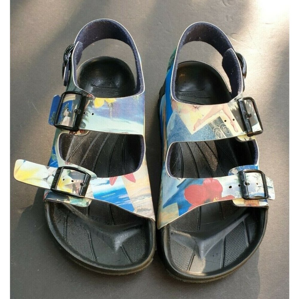 Birki's Birkenstock Colorful Hawaii Tiki Print Sandal EU 38 US 8 fits like 8.5